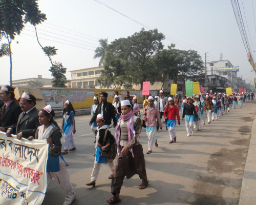 Rally for Ethics Day Celebration with Placards